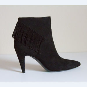 Nine West black suede Fringed Ankle Boots